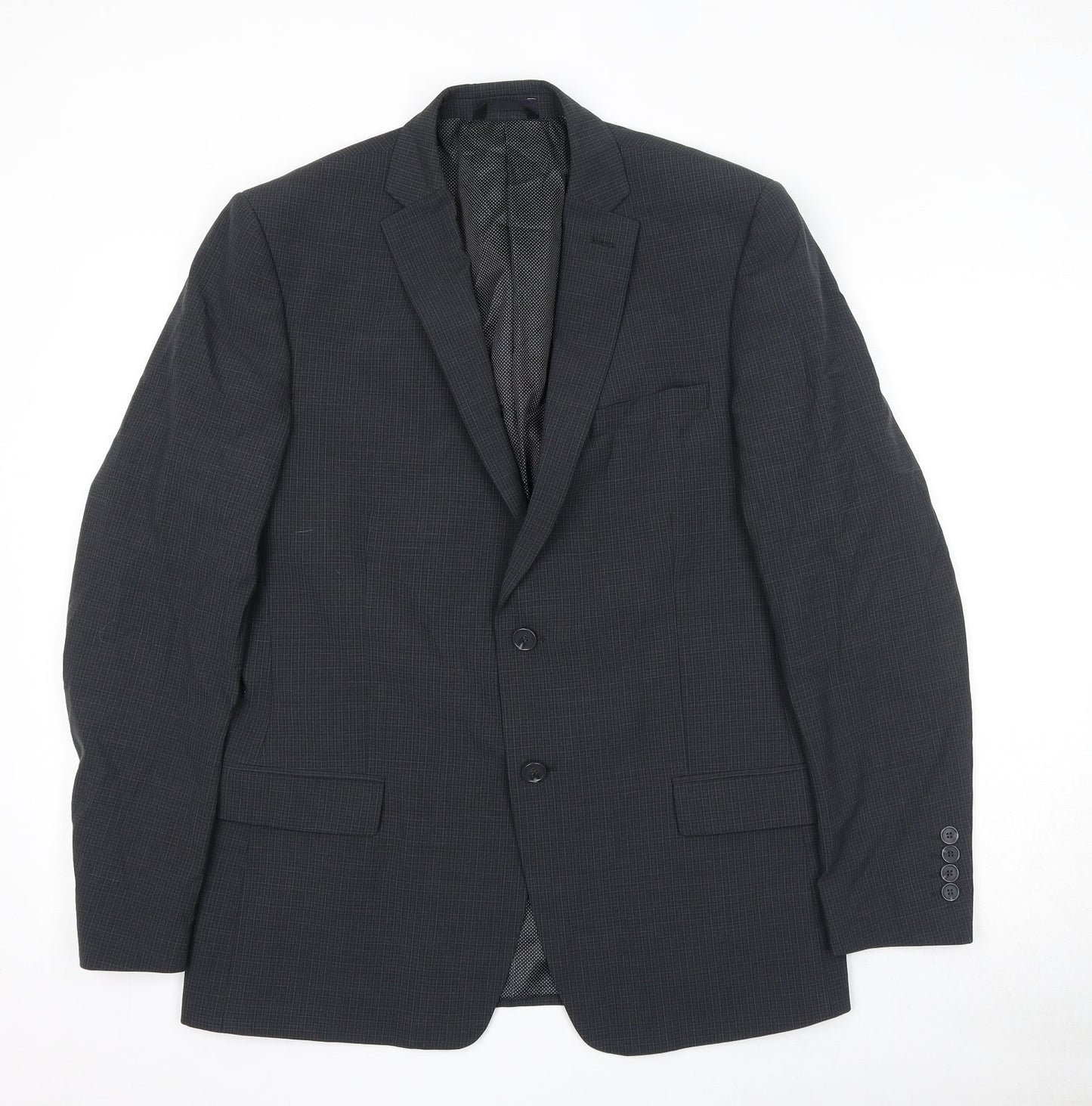 Marks and Spencer Mens Grey Check Wool Jacket Suit Jacket Size 40 Regular