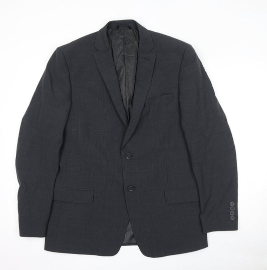 Marks and Spencer Mens Grey Check Wool Jacket Suit Jacket Size 40 Regular