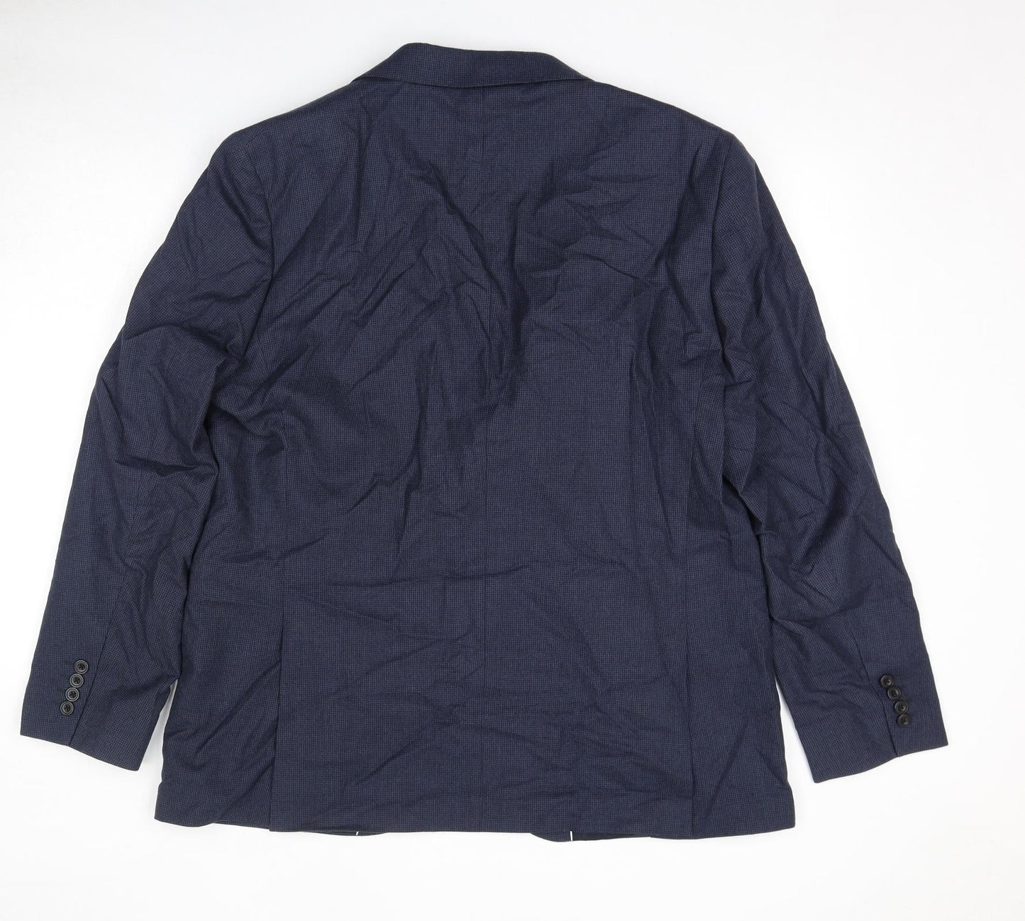 John Lewis Mens Blue Check Polyester Jacket Suit Jacket Size 48 Regular