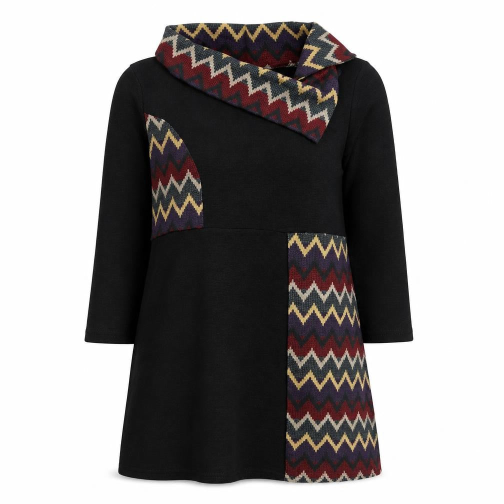 Autonomy Womens Black Collared Geometric Acrylic Pullover Jumper Size 12