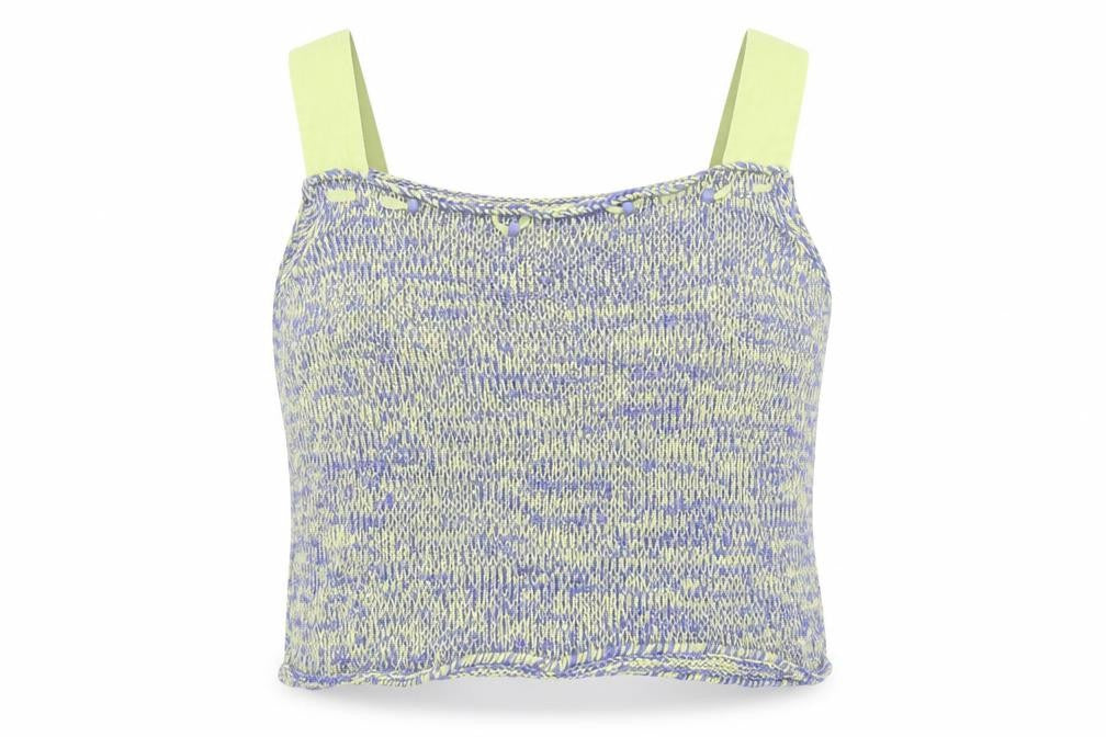 La Confidence Womens Blue Geometric Cotton Basic Tank Size XL Square Neck