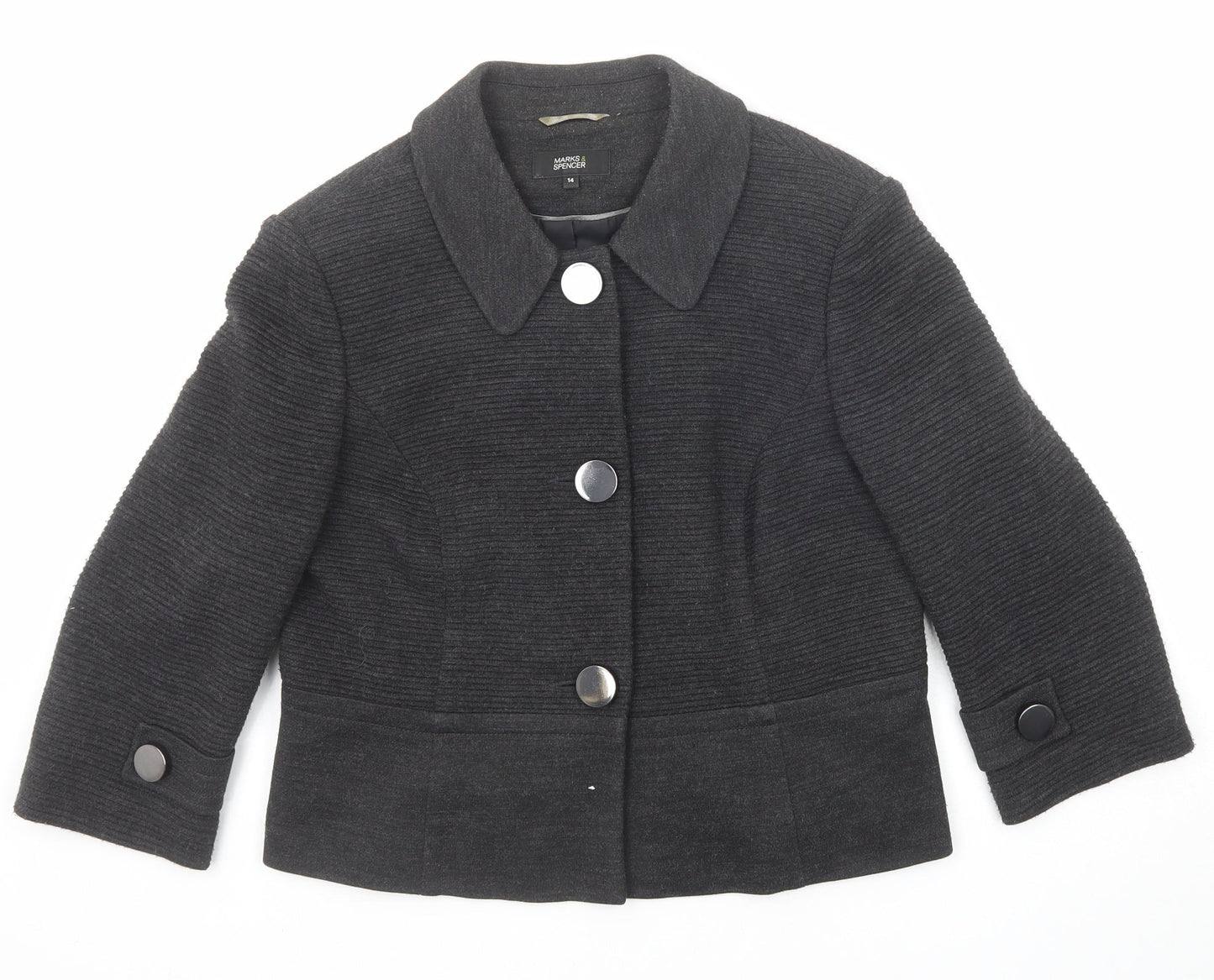 Marks and Spencer Womens Grey Jacket Blazer Size 14 Button