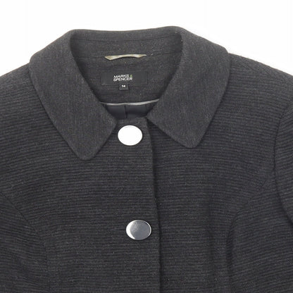 Marks & Spencer Womens Grey Jacket Blazer Size 14 Button