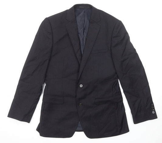 French Connection Mens Black Striped Wool Jacket Suit Jacket Size 38 Regular