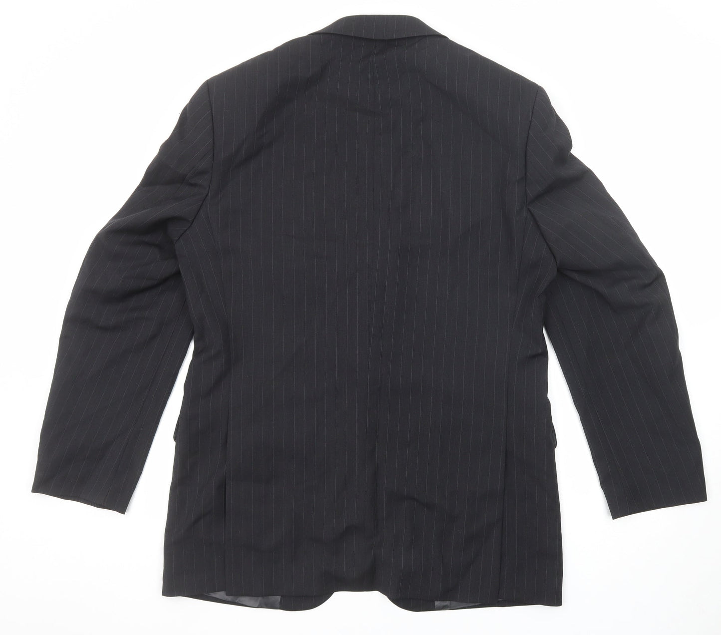 Marks and Spencer Mens Black Striped Wool Jacket Suit Jacket Size 40 Regular