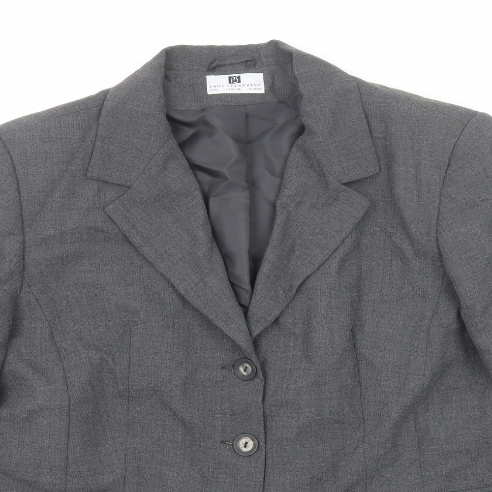 Paul Seperates Womens Grey Polyester Jacket Suit Jacket Size 16