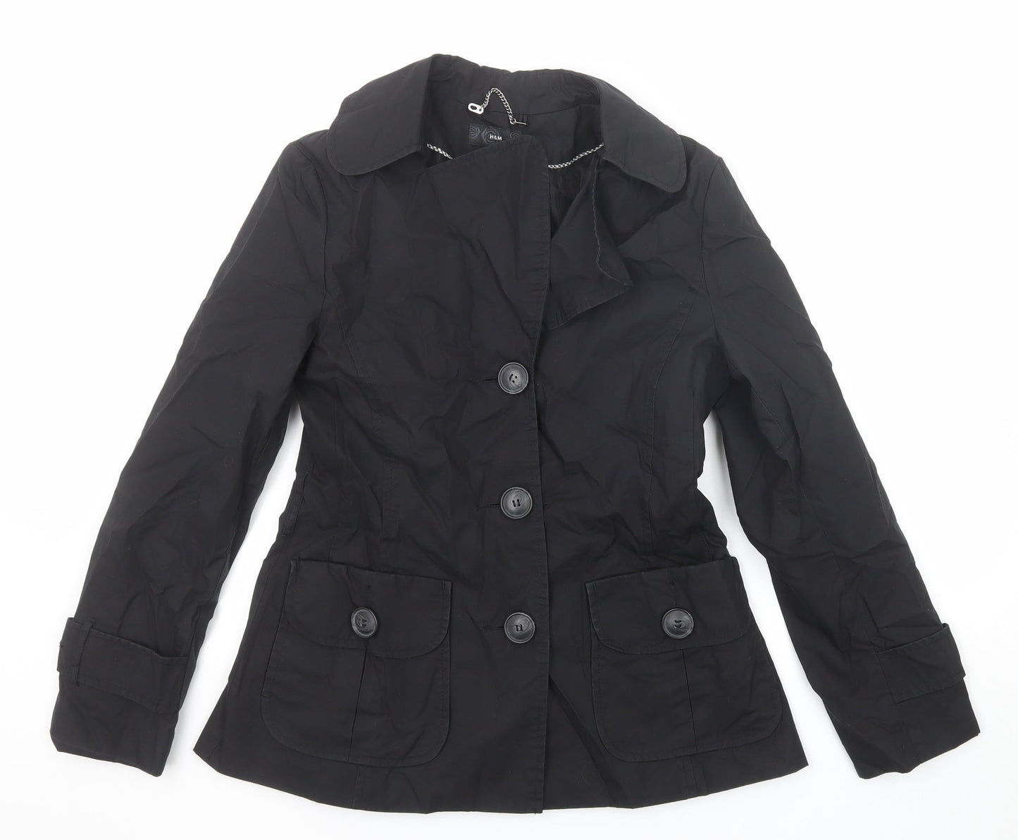 H&M Womens Black Jacket Size 8 Button
