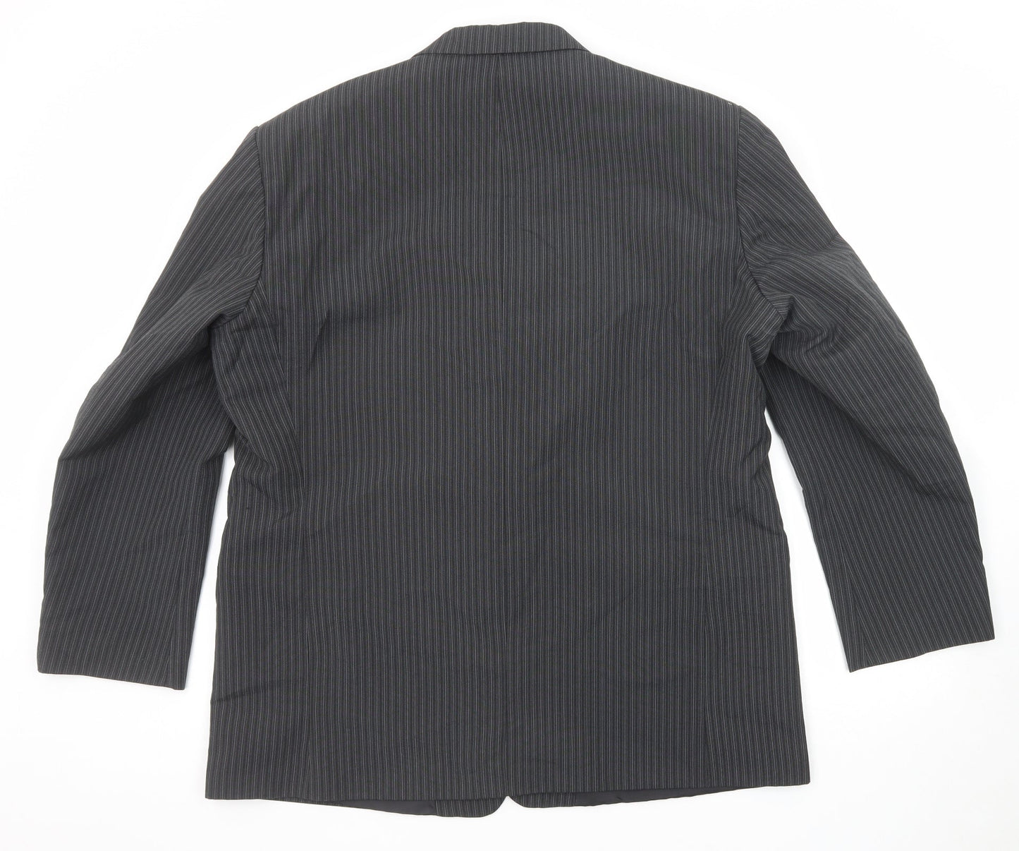 Emporium Mens Grey Striped Polyester Jacket Suit Jacket Size 46 Regular