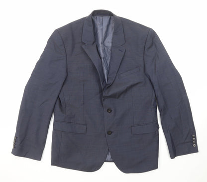 Additional front view of Autograph men’s blue wool jacket suit jacket, size 42, regular