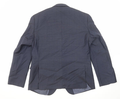 Back view of Autograph men’s blue wool jacket suit jacket, size 42, regular