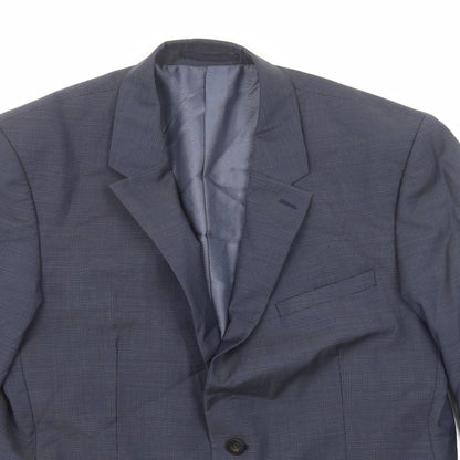 Close-up detail of Autograph men’s blue wool jacket suit jacket, size 42, regular