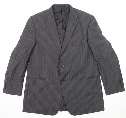 Marks and Spencer Mens Grey Striped Wool Jacket Suit Jacket Size 46 Regular