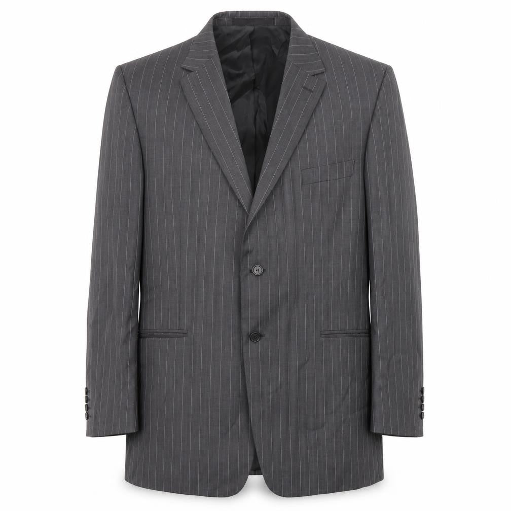 Marks & Spencer Mens Grey Striped Wool Jacket Suit Jacket Size 46 Regular