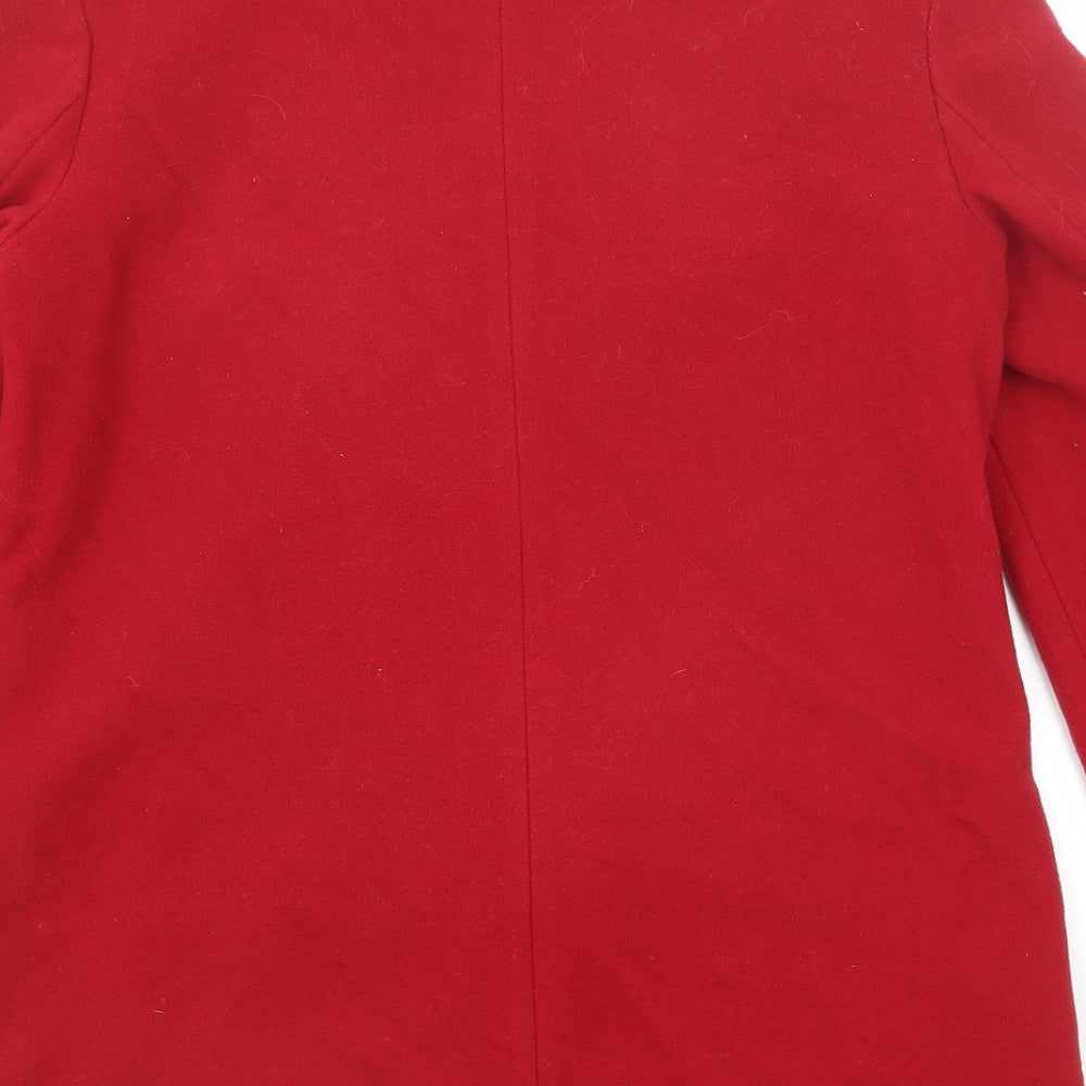 BHS Womens Red Overcoat Coat Size 14 Button