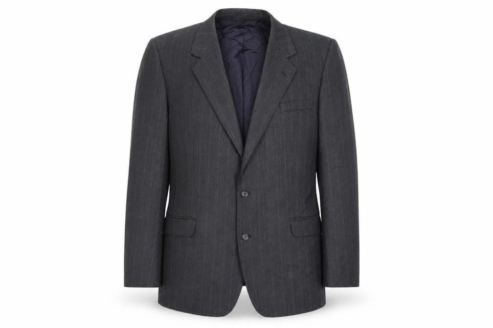 Burton Mens Grey Striped Polyester Jacket Suit Jacket Size 42 Regular