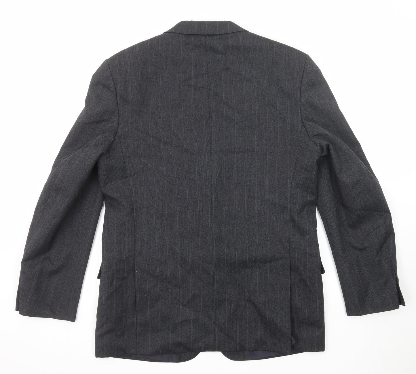 Burton Mens Grey Striped Polyester Jacket Suit Jacket Size 42 Regular