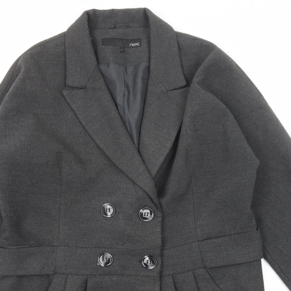 NEXT Womens Grey Overcoat Coat Size 16 Button