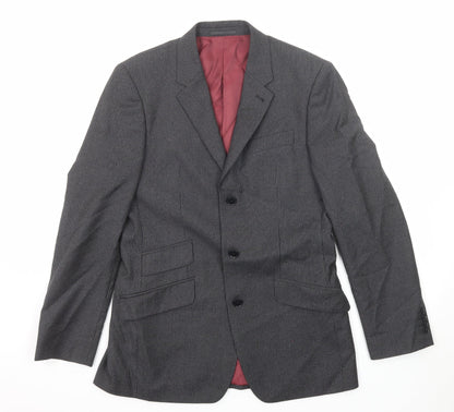 Next Mens Grey Striped Wool Jacket Suit Jacket Size 38 Regular