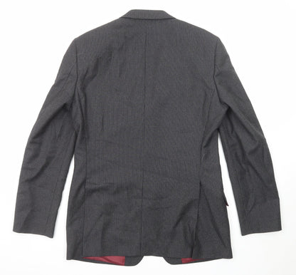 Next Mens Grey Striped Wool Jacket Suit Jacket Size 38 Regular