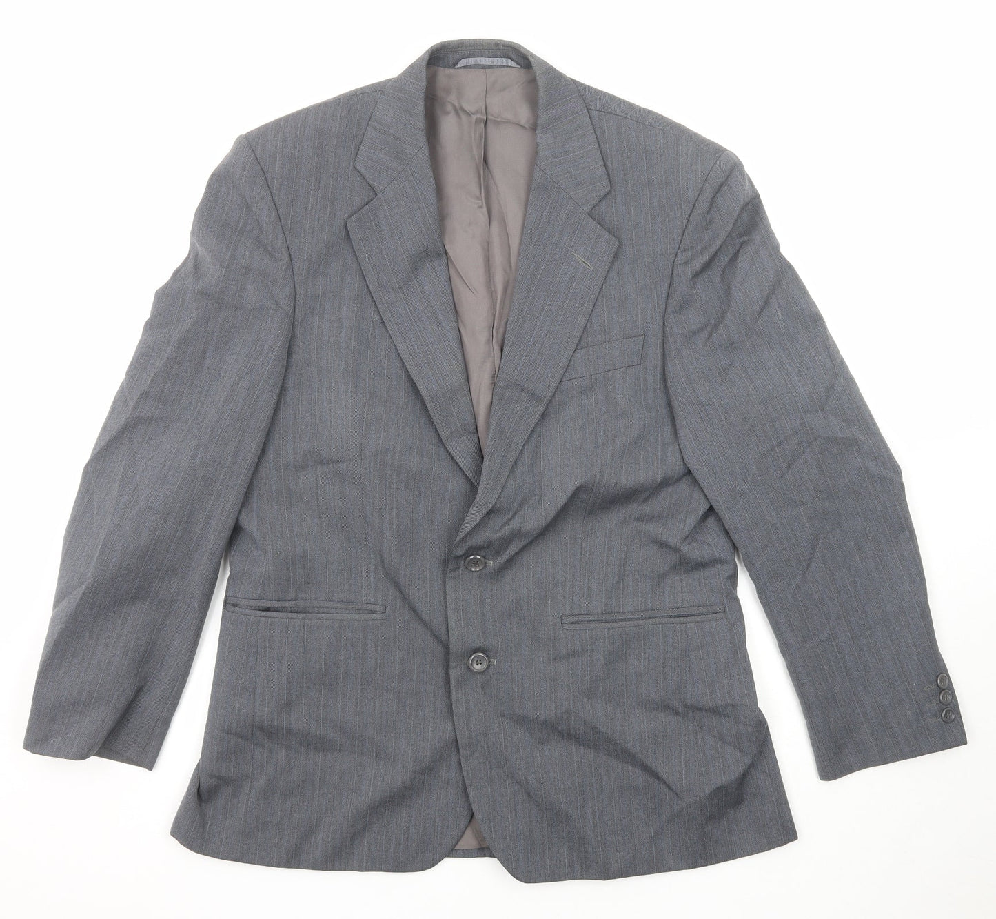 Chatsworth Mens Grey Striped Wool Jacket Suit Jacket Size 40 Regular