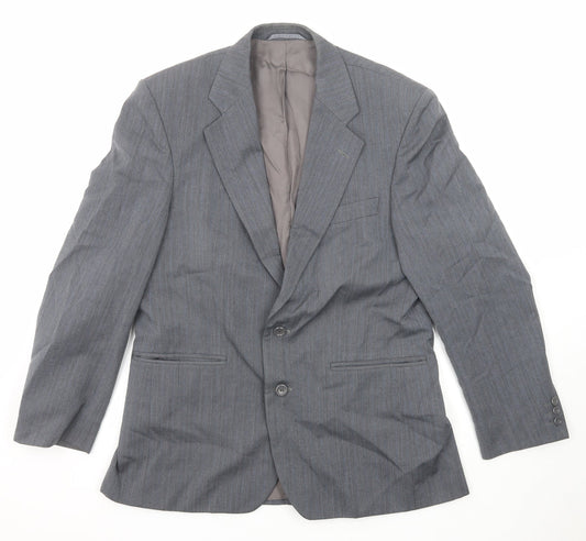 Chatsworth Mens Grey Striped Wool Jacket Suit Jacket Size 40 Regular