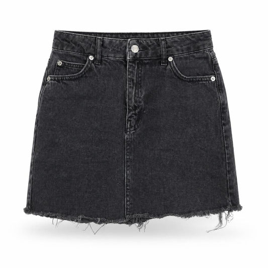 Topshop Womens Grey Cotton A-Line Skirt Size 6 Zip