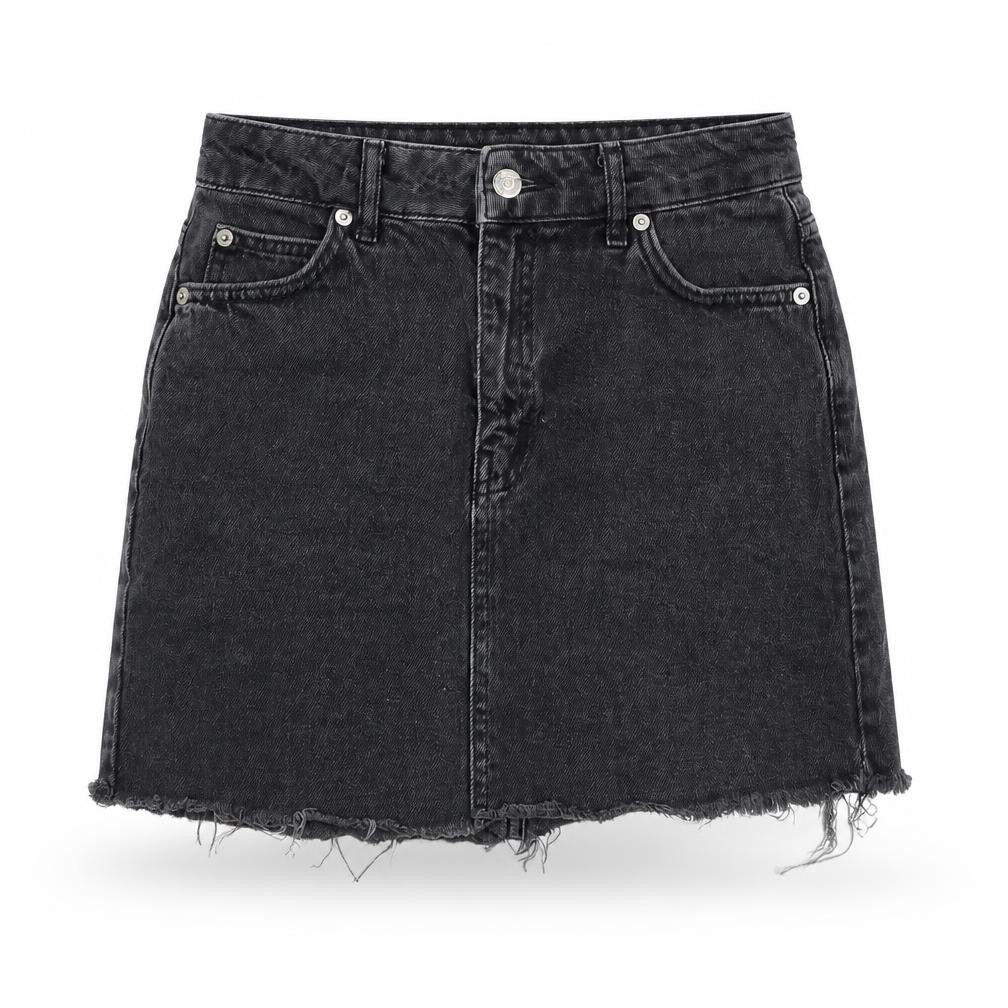 Topshop Womens Grey Cotton A-Line Skirt Size 6 Zip
