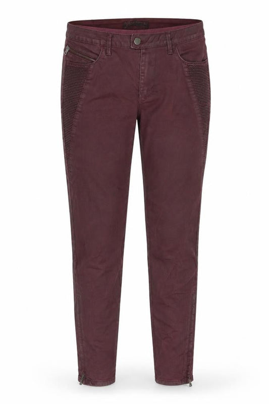 Zara Womens Red Polyester Trousers Size 12 Regular Zip