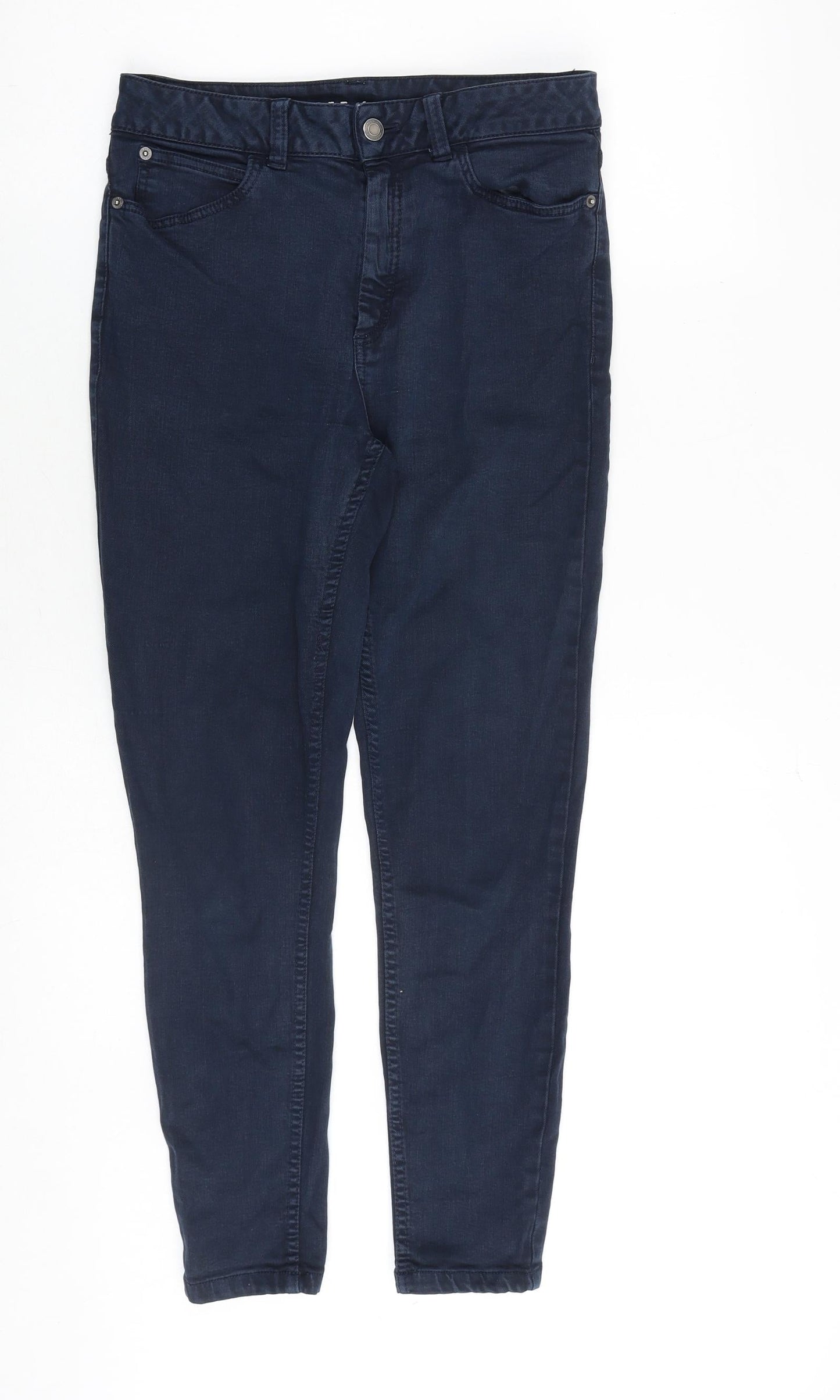 Marks and Spencer Womens Blue Cotton Skinny Jeans Size 10 Slim Zip