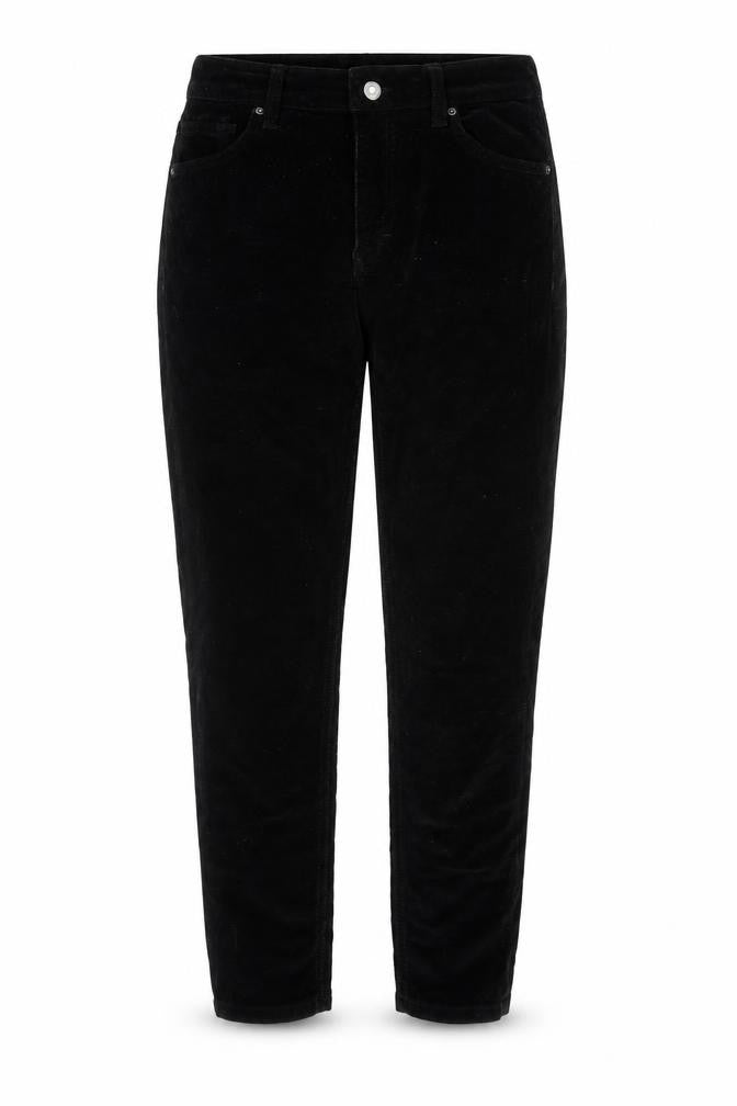 Topshop Womens Black Cotton Trousers Size 30 in Regular Zip