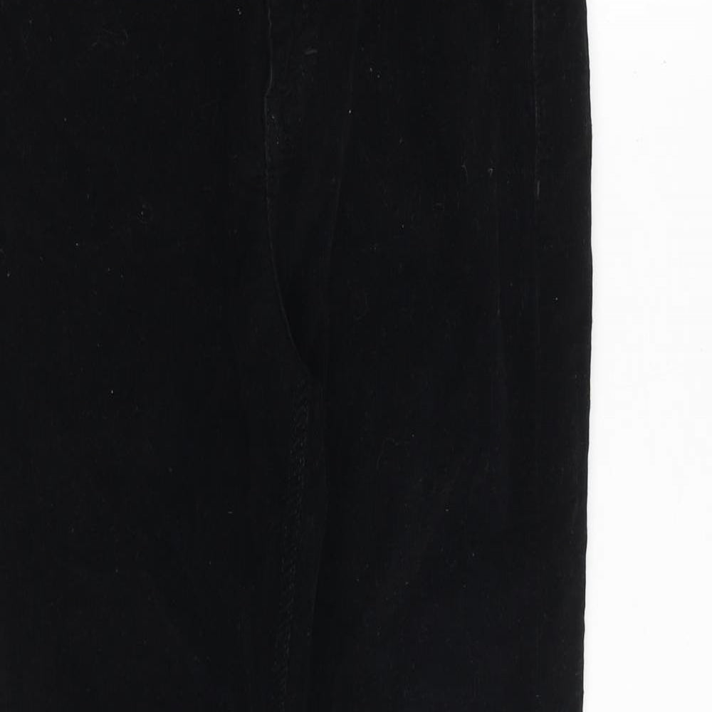Topshop Womens Black Cotton Trousers Size 30 in Regular Zip