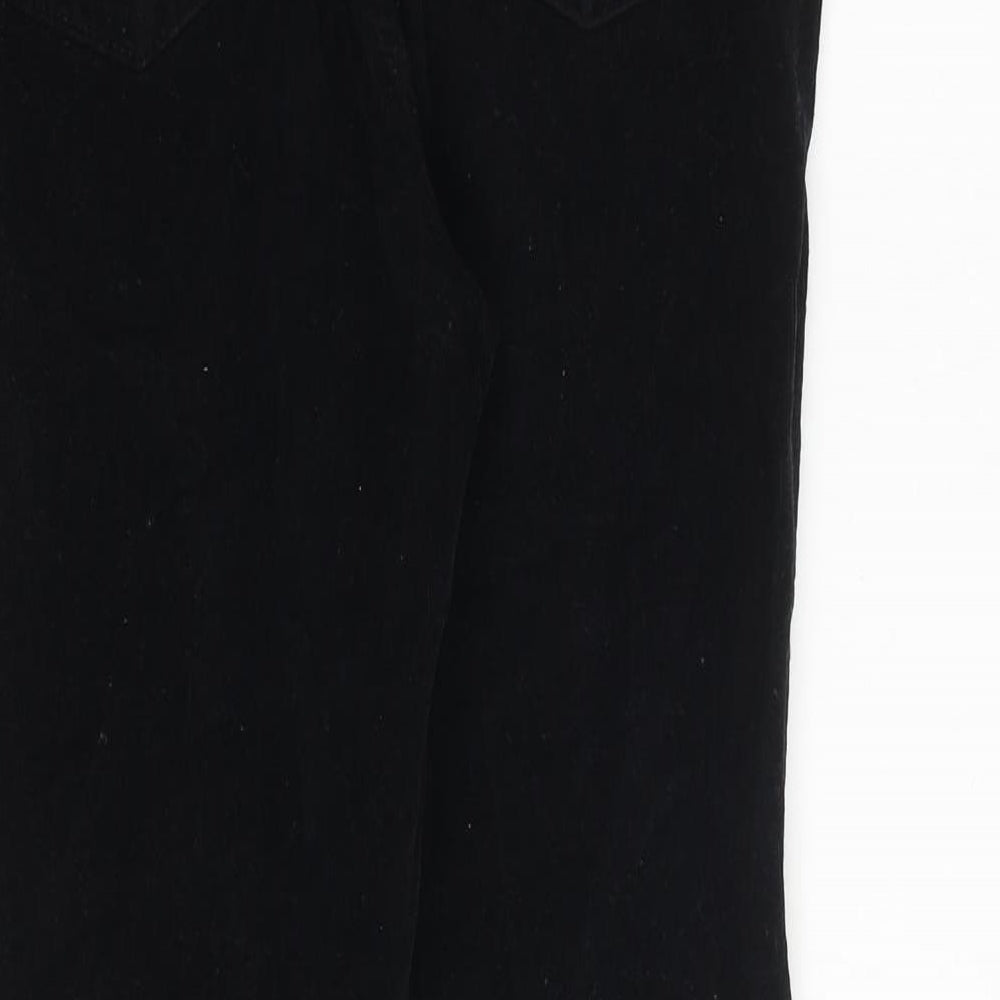 Topshop Womens Black Cotton Trousers Size 30 in Regular Zip