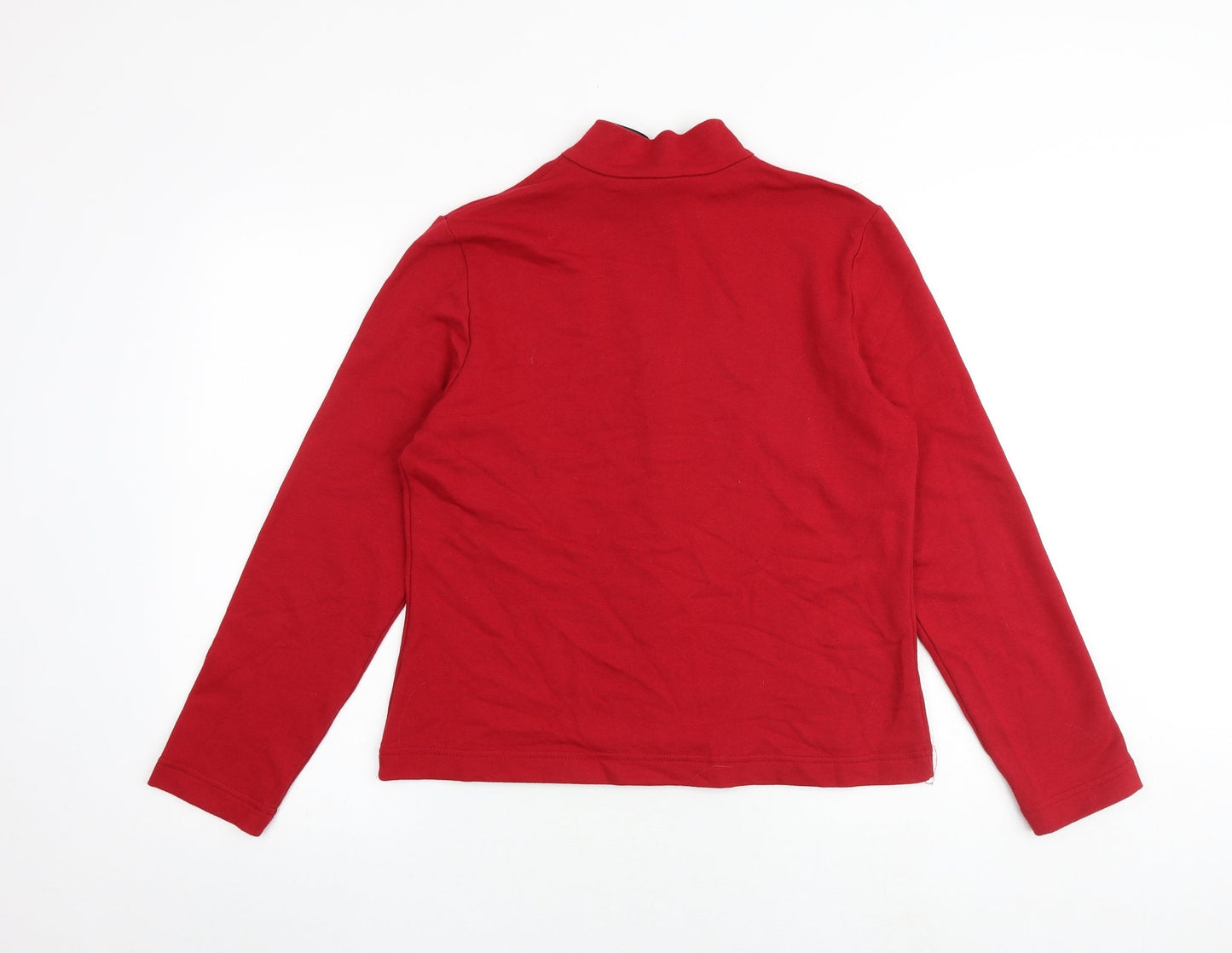 WEEKENDERS Womens Red Cotton Full Zip Sweatshirt Size M Zip