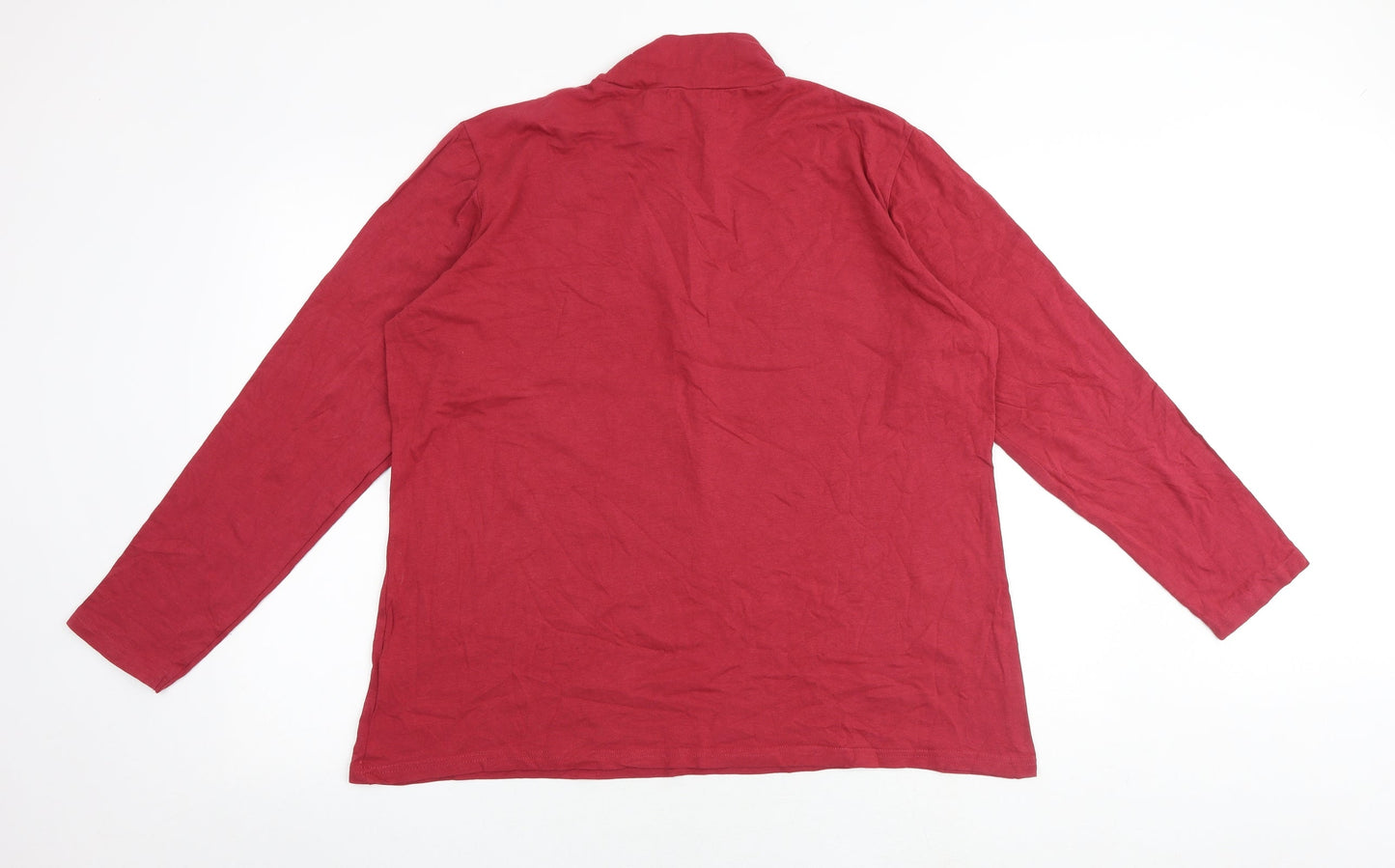 Atlas For Women Womens Red Cotton Basic Blouse Size 20 High Neck - Size 20-22
