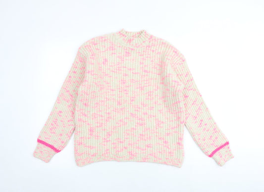 M&Co Womens Multicoloured Mock Neck Acrylic Pullover Jumper Size 10