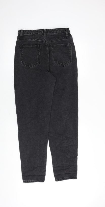 PRETTYLITTLETHING Womens Black Cotton Mom Jeans Size 8 Regular Zip