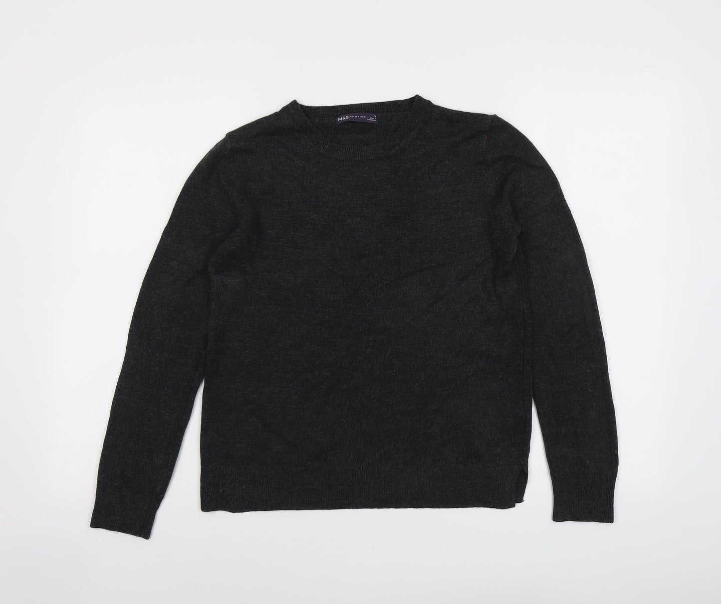 Marks and Spencer Womens Grey Round Neck Acrylic Pullover Jumper Size 10
