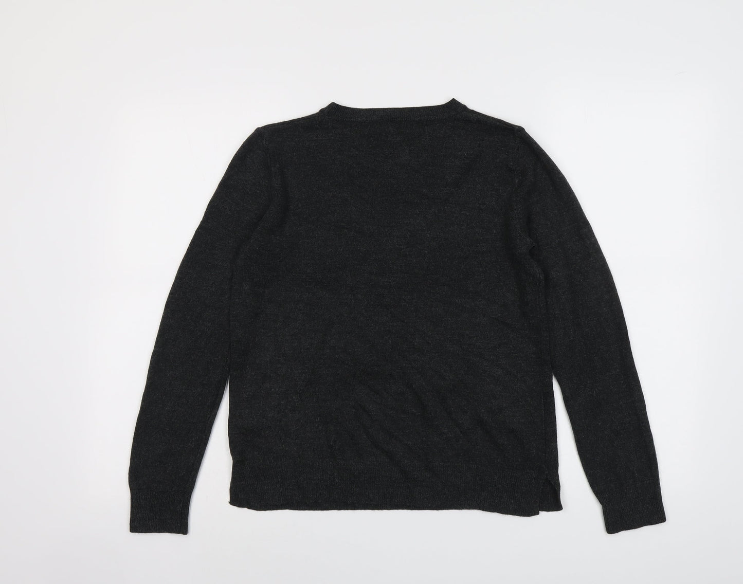 Marks and Spencer Womens Grey Round Neck Acrylic Pullover Jumper Size 10