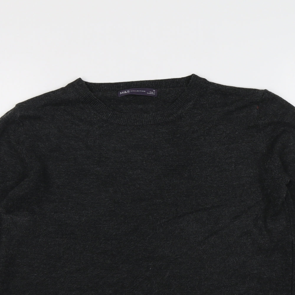 Marks and Spencer Womens Grey Round Neck Acrylic Pullover Jumper Size 10