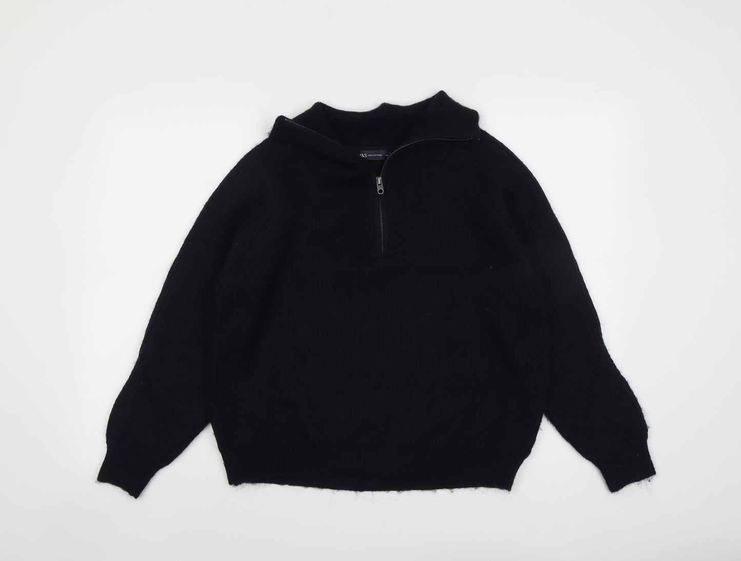 Marks and Spencer Womens Blue Collared Acrylic Henley Jumper Size L
