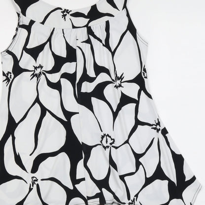 Saloos Womens White Floral Polyester Basic Tank Size M Round Neck