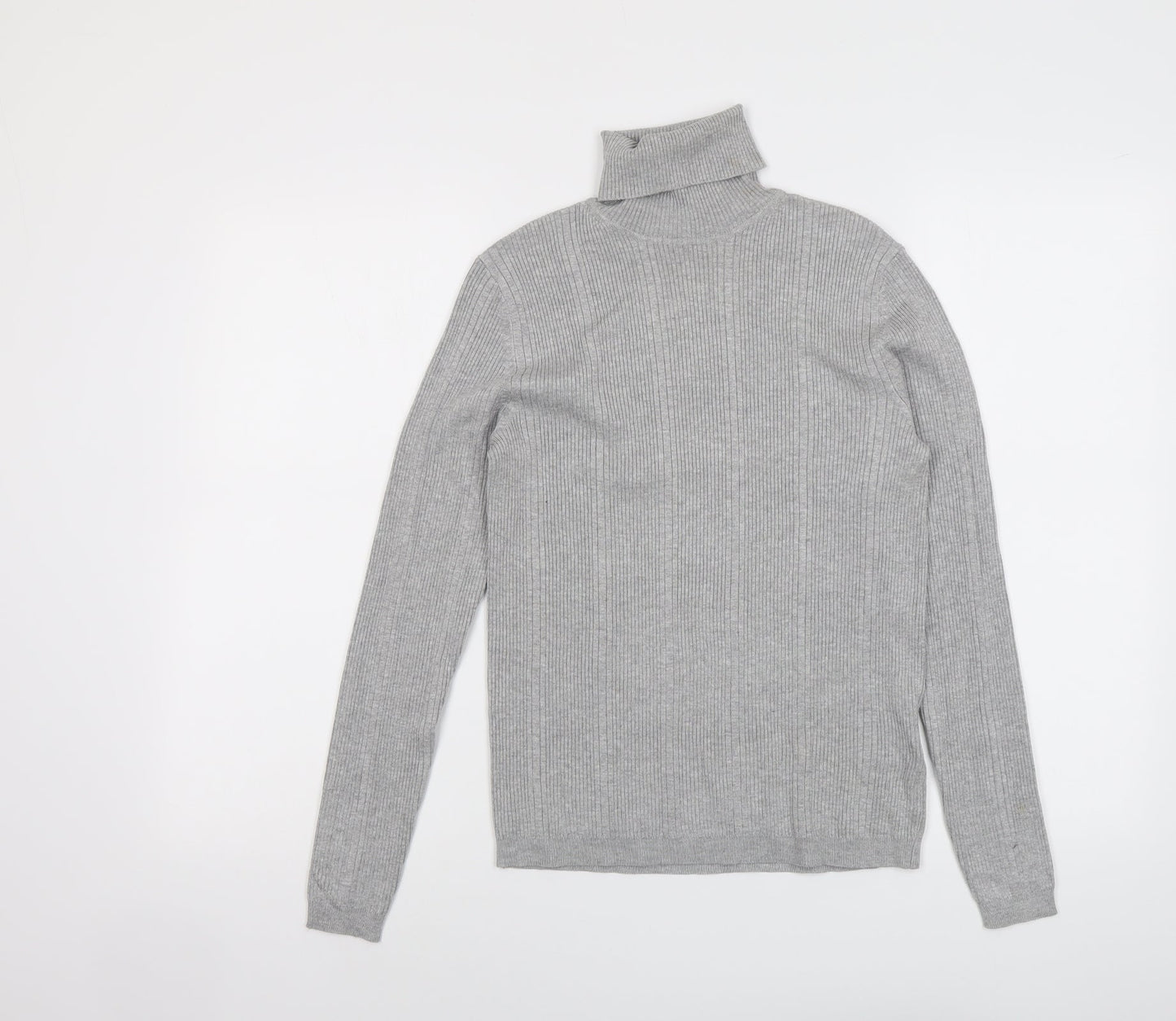 Marks and Spencer Womens Grey Roll Neck Viscose Pullover Jumper Size 10