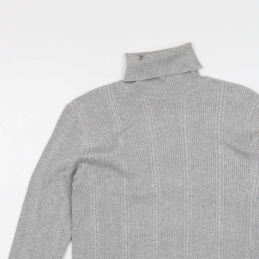 Marks and Spencer Womens Grey Roll Neck Viscose Pullover Jumper Size 10