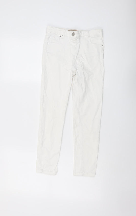 NEXT Girls White Cotton Skinny Jeans Size 10 Years Regular Button