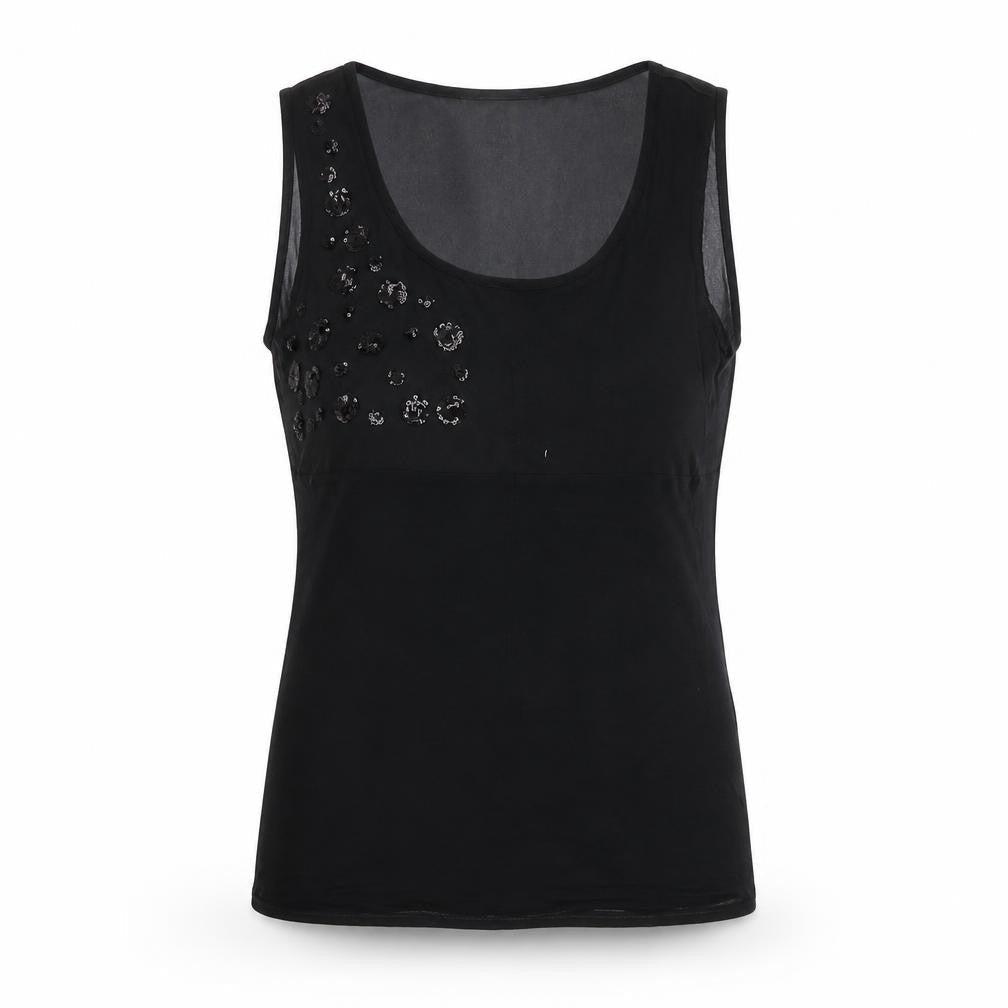 Marks & Spencer Womens Black Polyester Basic Tank Size 6 Scoop Neck