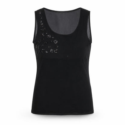 Marks & Spencer Womens Black Polyester Basic Tank Size 6 Scoop Neck