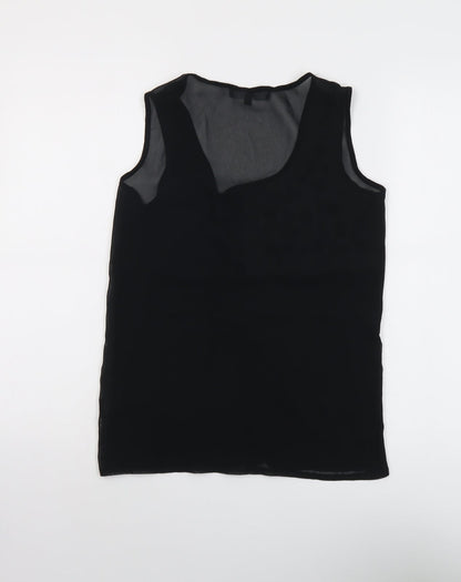 Marks & Spencer Womens Black Polyester Basic Tank Size 6 Scoop Neck