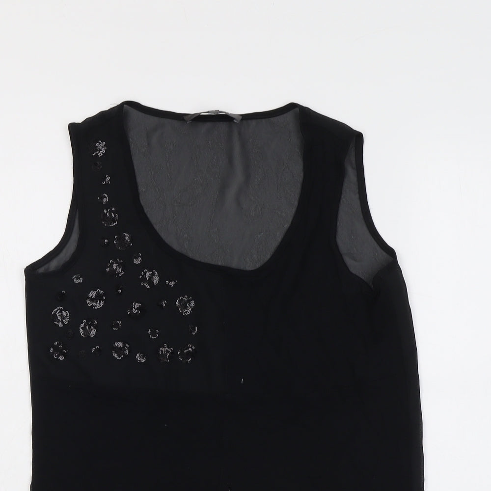 Marks and Spencer Womens Black Polyester Basic Tank Size 6 Scoop Neck