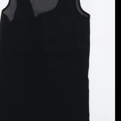 Marks & Spencer Womens Black Polyester Basic Tank Size 6 Scoop Neck