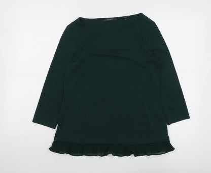 Additional front view of ESPRIT women’s green polyester basic blouse, size M, boat neck